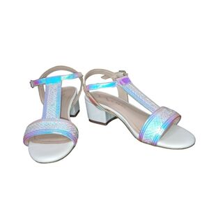 Nina Big Girls Sequins, Block Heels, Hook & Loop Strap Sandals